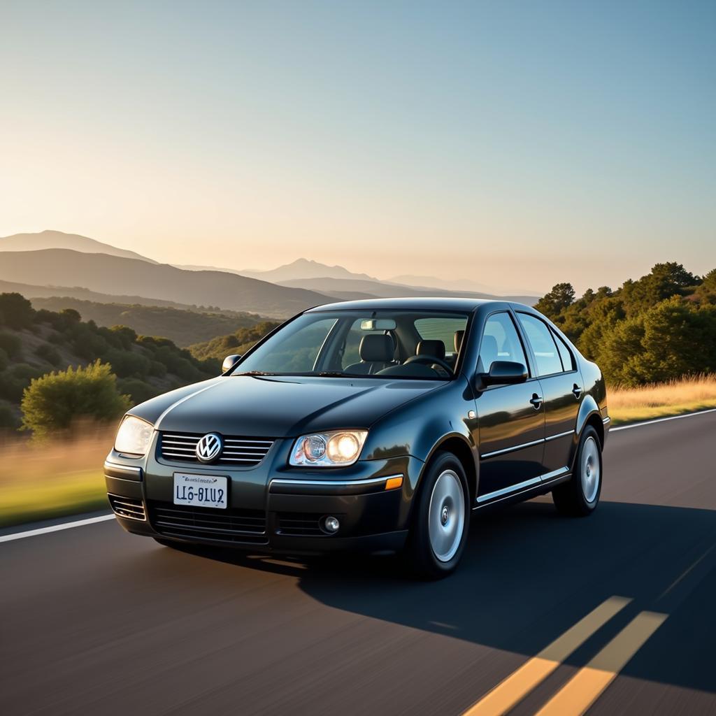 A 2004 VW Jetta driving smoothly on the road after resolving check engine light issues.