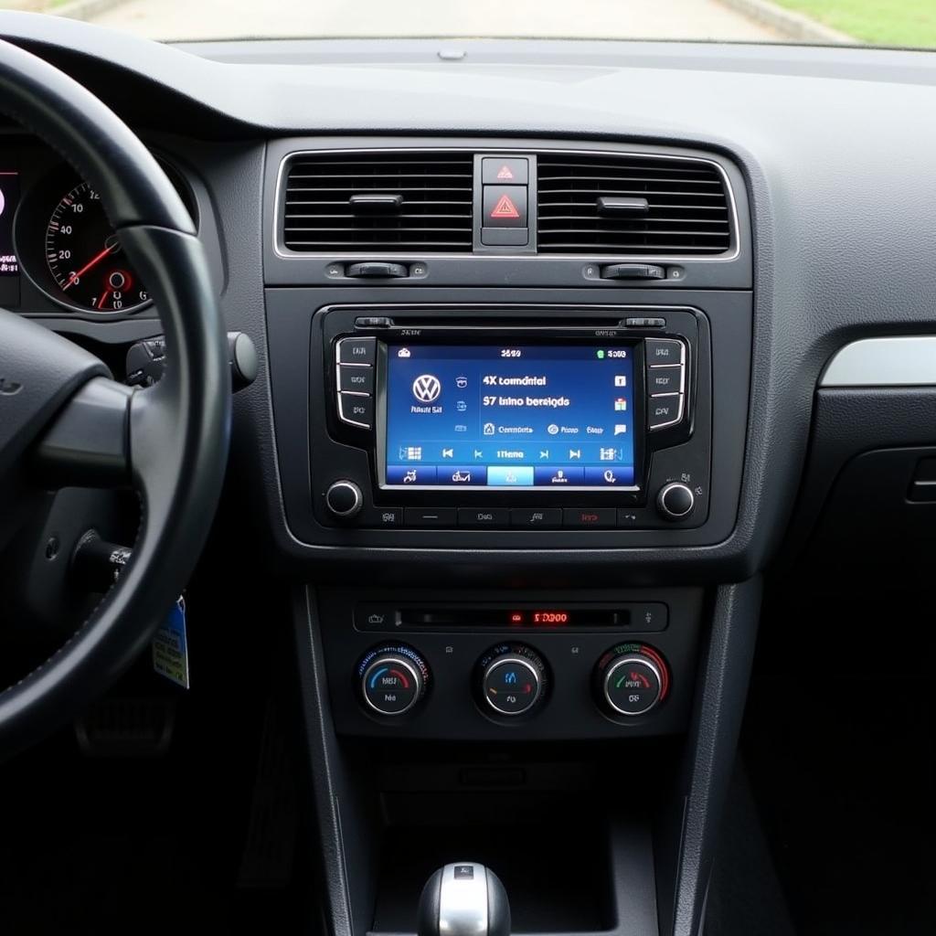 Example of an aftermarket radio installed in a 2008 VW Golf.