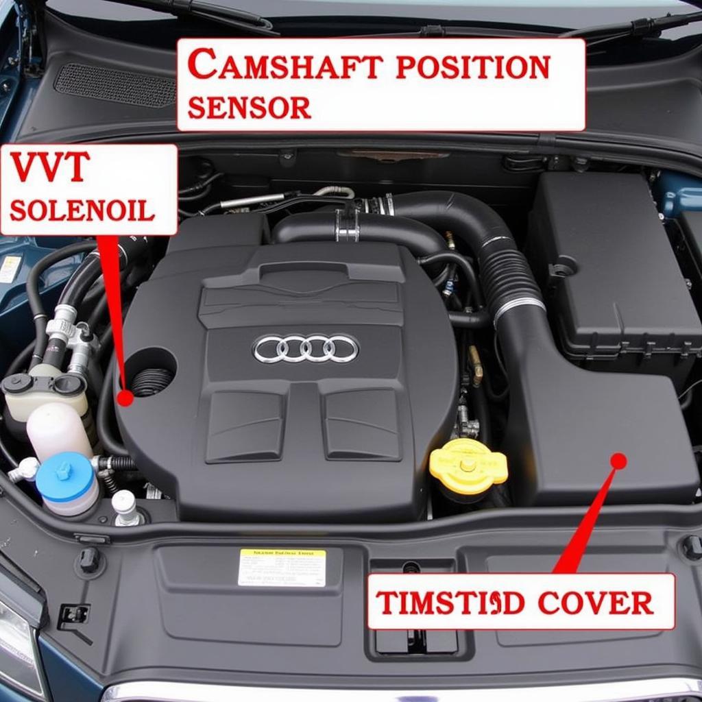 2009 Audi A3 Engine Bay Showing Potential Problem Areas for P0011 Code