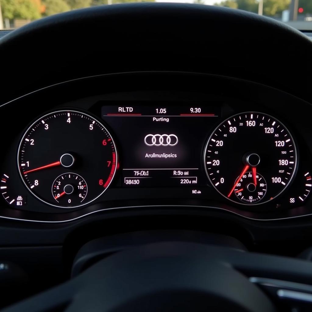 2018 Audi Q5 dashboard display showing various warning lights and vehicle information