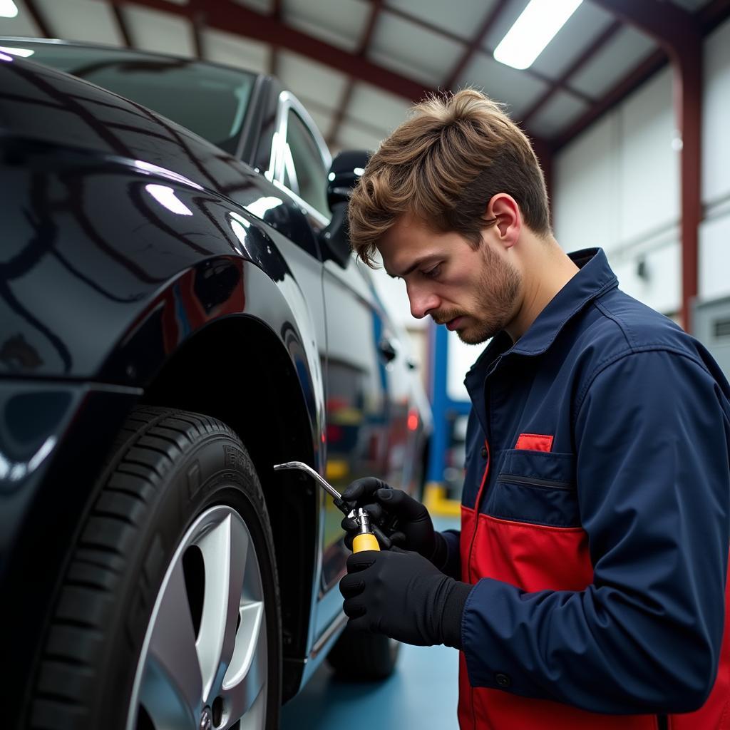 Audi A3 8P Being Serviced by a Mechanic