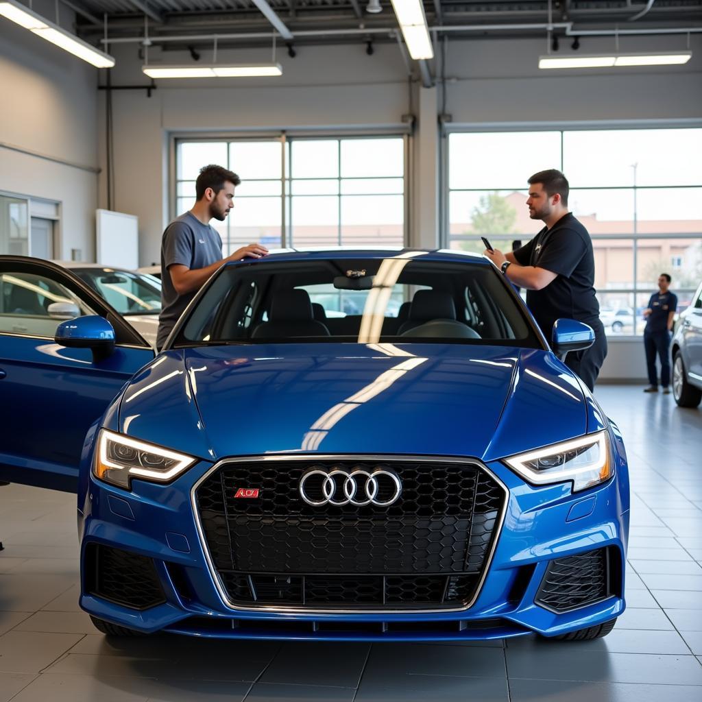 Audi A3 at a dealership service center