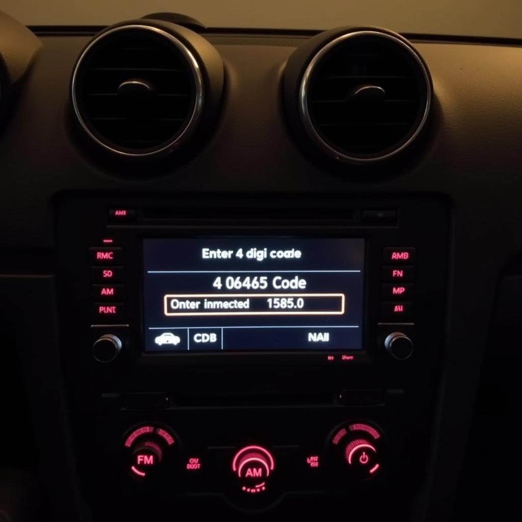 Audi A3 Radio Display Showing Code Entry