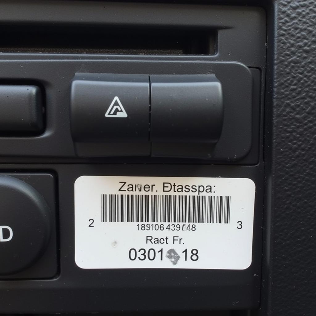 Audi A3 radio unit with sticker