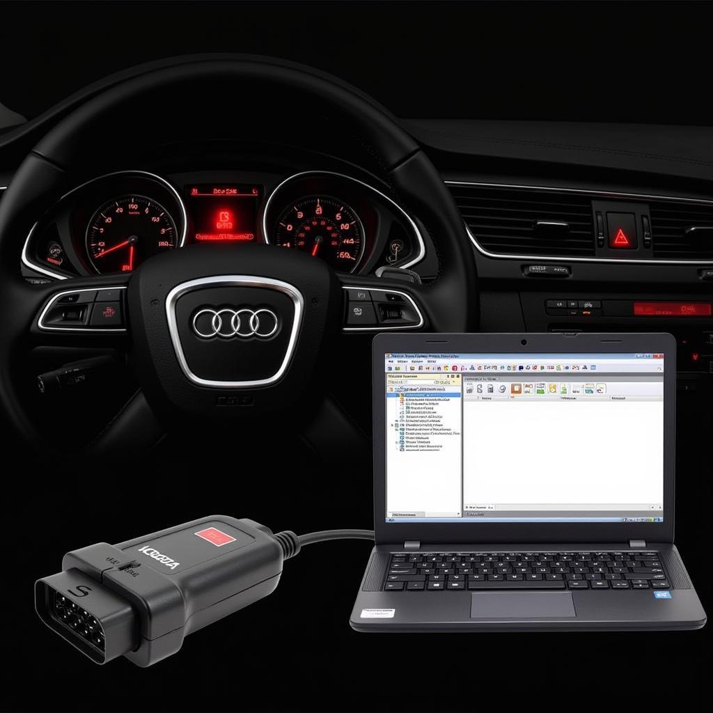 Audi A4 B6 with airbag light on and VCDS connected