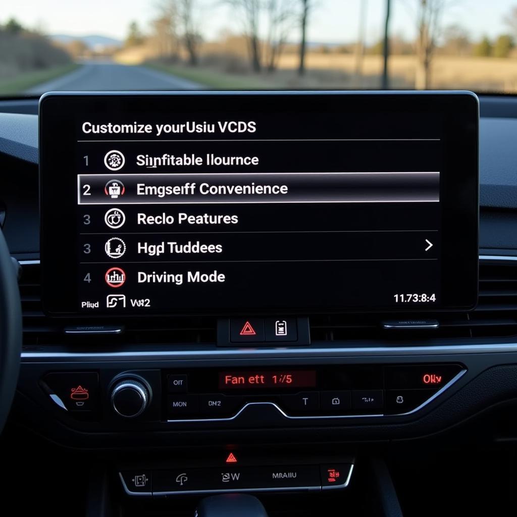 Audi A4 B9 Infotainment System Displaying Customization Options