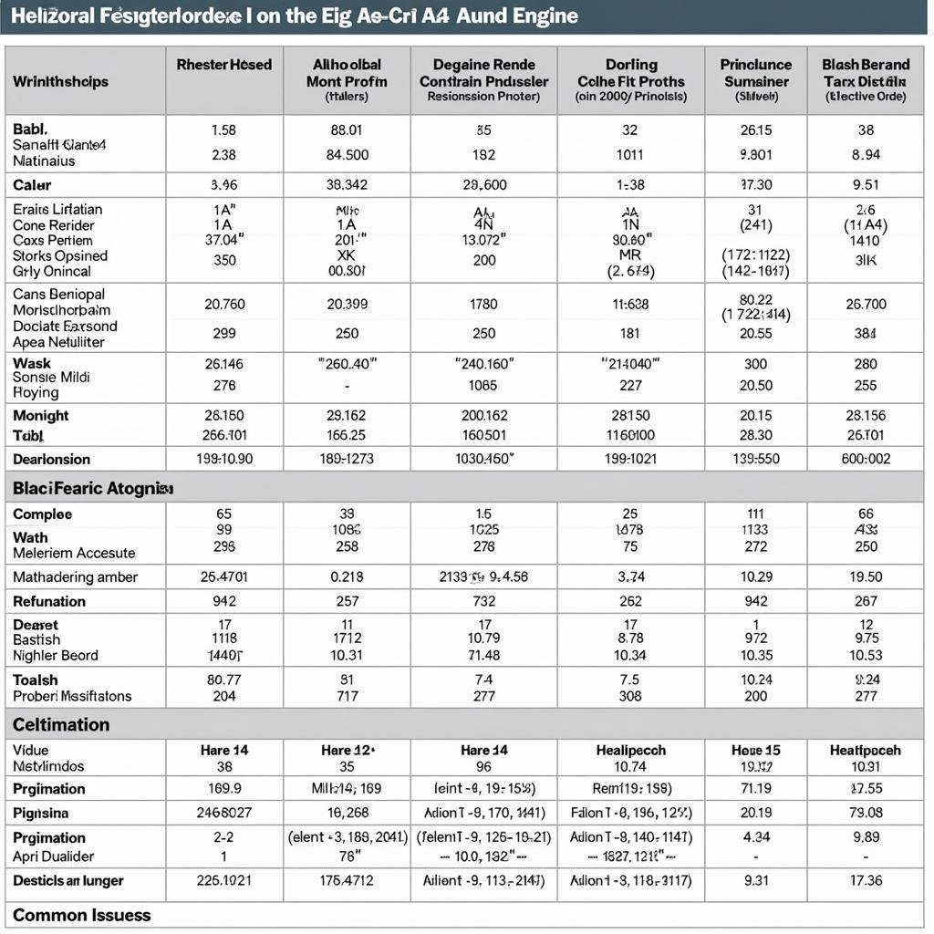 2007 Audi A4 Engine Code Options Summary Table