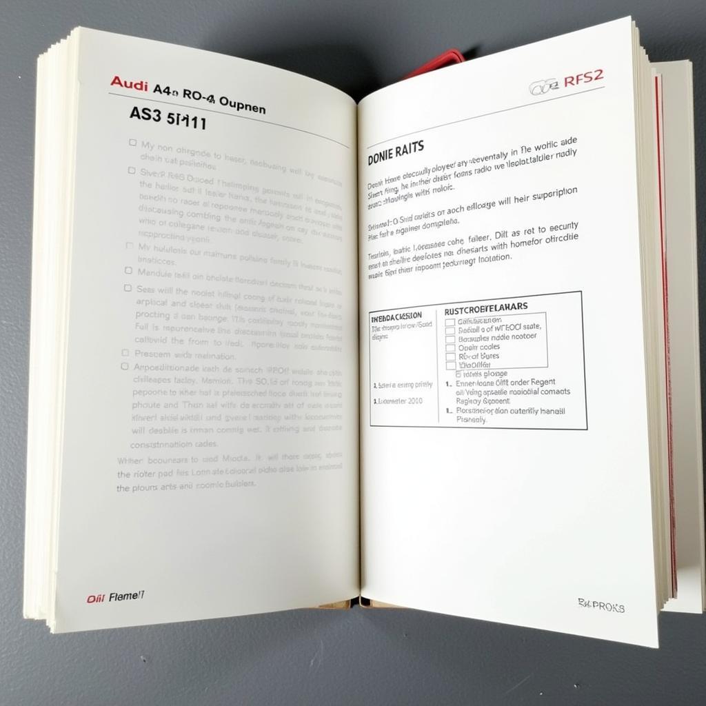 Audi A4 owner's manual open to the radio code section