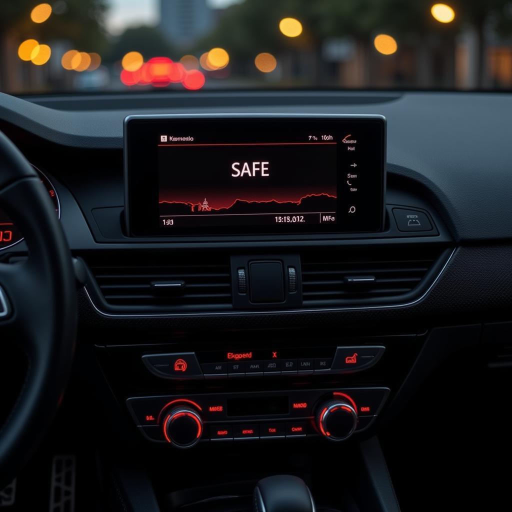 Audi A4 radio display showing "SAFE" mode