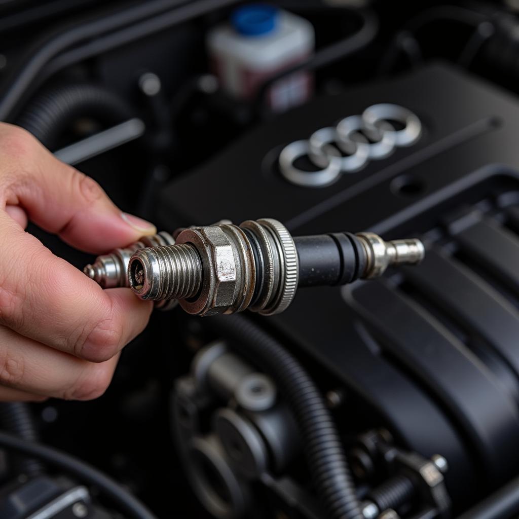 Inspecting Audi A4 Spark Plugs