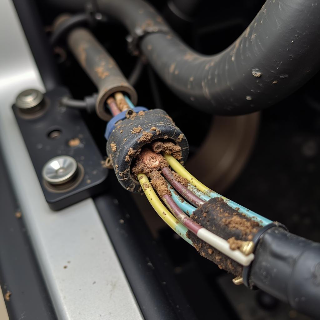 Damaged wiring harness in an Audi A4