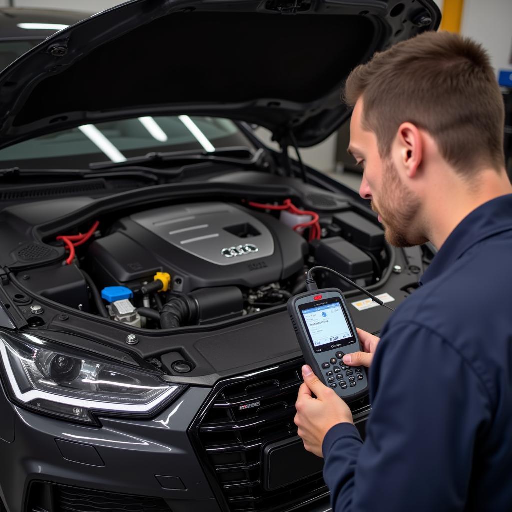 Connecting a diagnostic tool to an Audi A5 B8