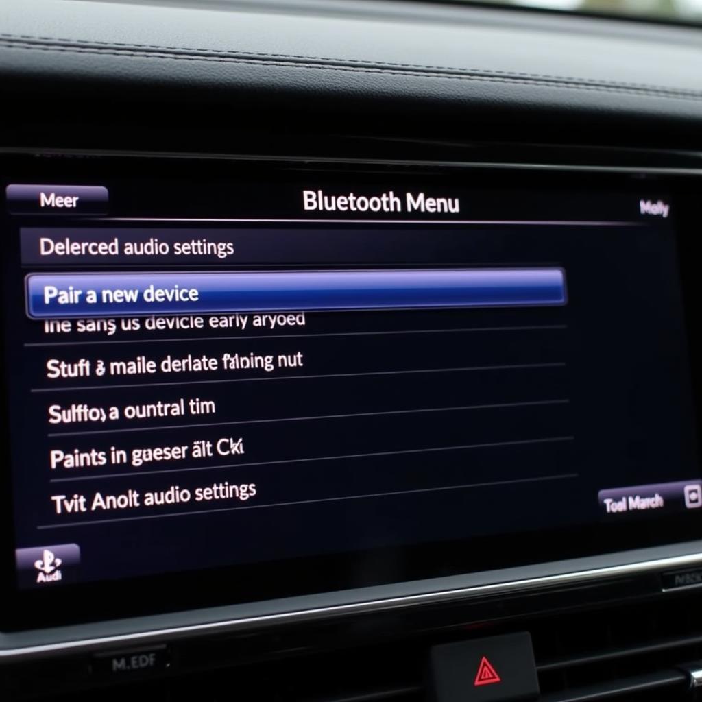 Audi A8 MMI Bluetooth Menu