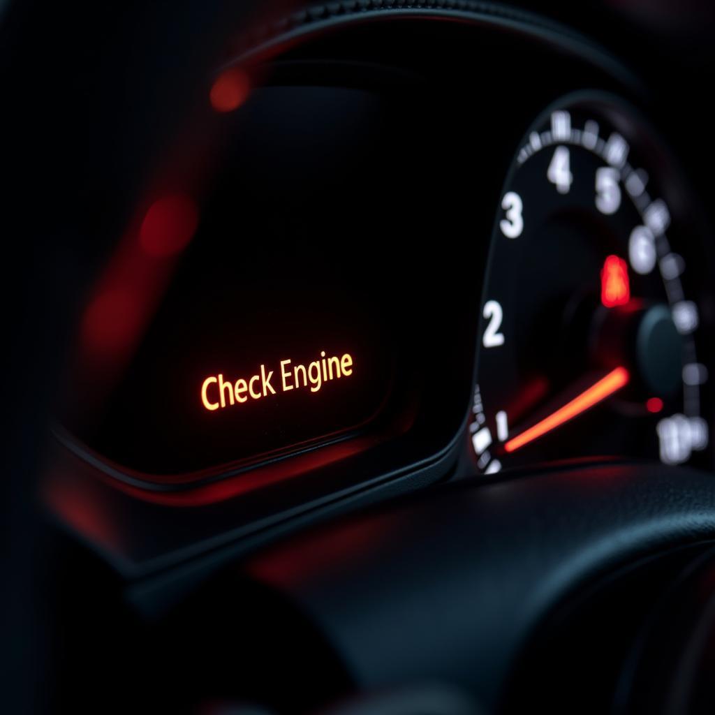 Audi dashboard with illuminated check engine light