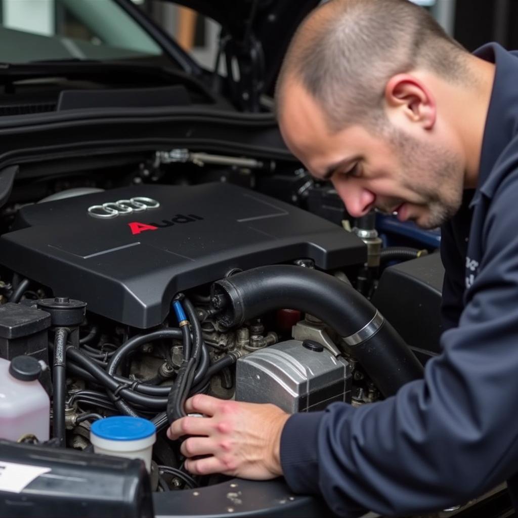 Audi Mechanic Performing Repairs