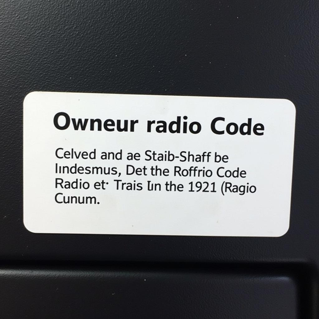 Audi Radio Code Sticker