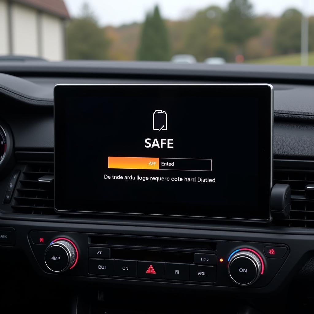 Audi RNS-E radio display showing "SAFE" mode