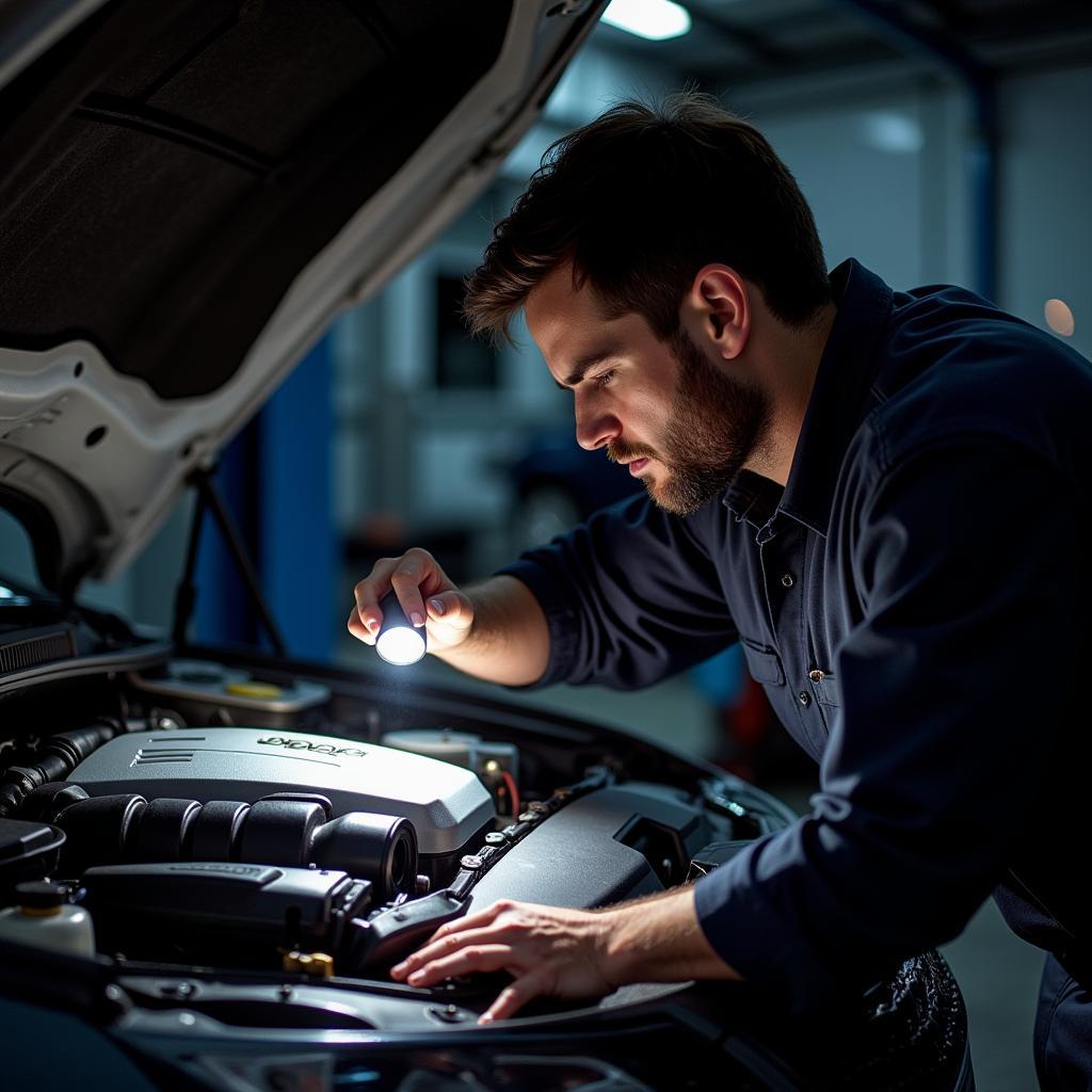 Inspecting the Engine Bay of an Audi TT