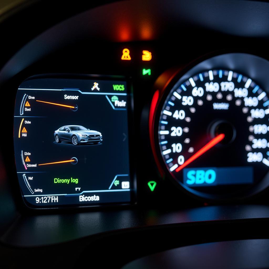 Car Dashboard Displaying Diagnostic Information