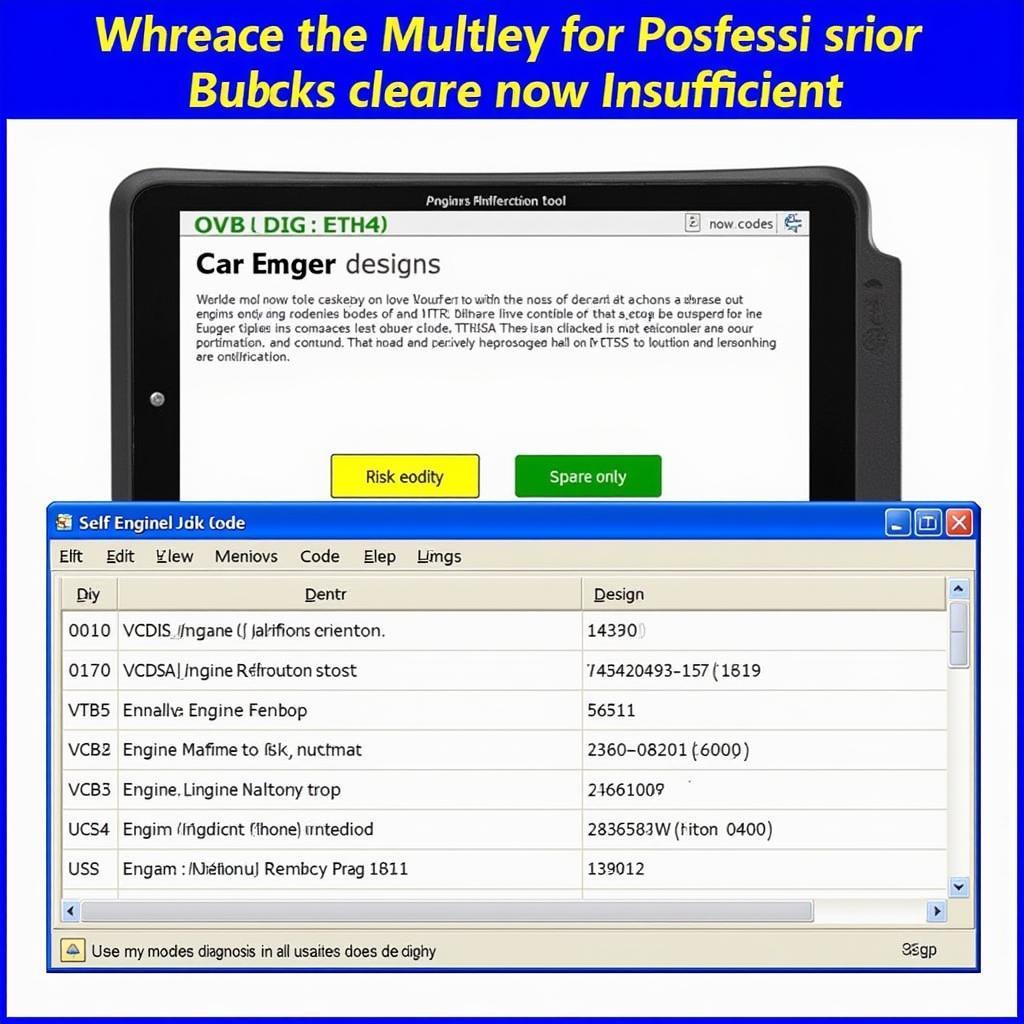 Car Diagnostic Tool Showing Error Codes