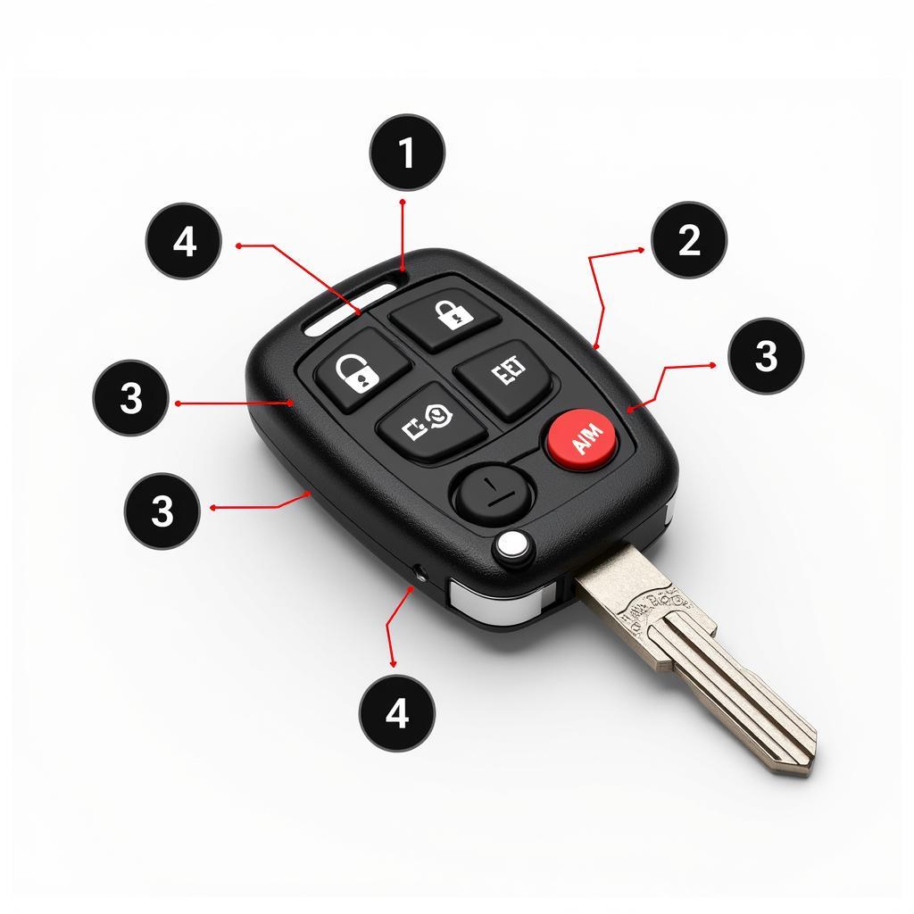 Car Key With Remote and Transponder Chip