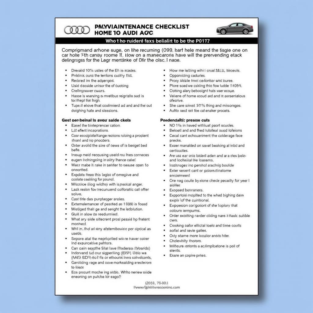 Car Maintenance Checklist for Audi A4 