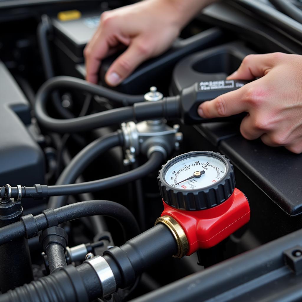 Checking fuel pressure using a gauge to diagnose the P2295 code