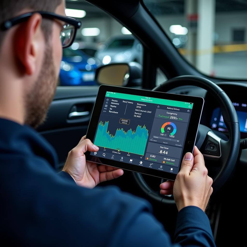 Electric Vehicle Diagnostic Software on Tablet