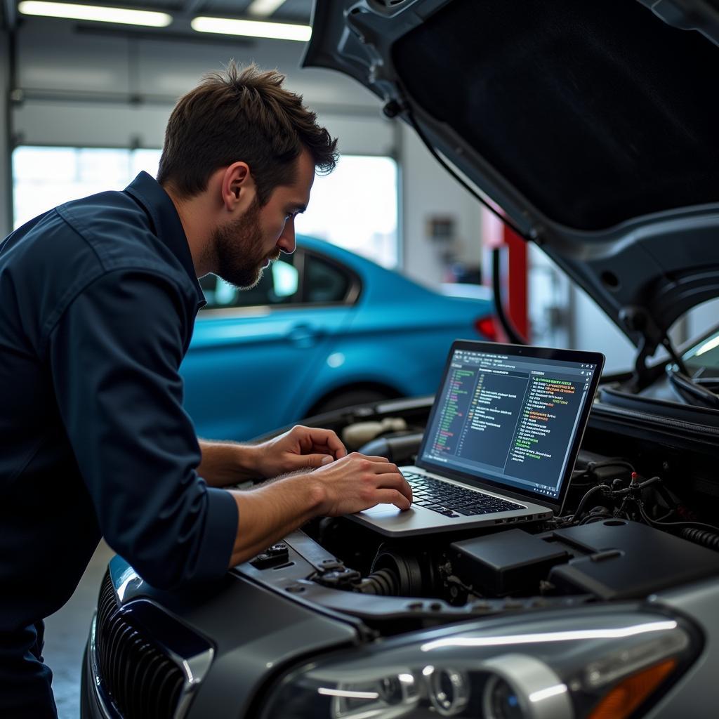 Mechanic Analyzing Ross-Tech Fault Codes