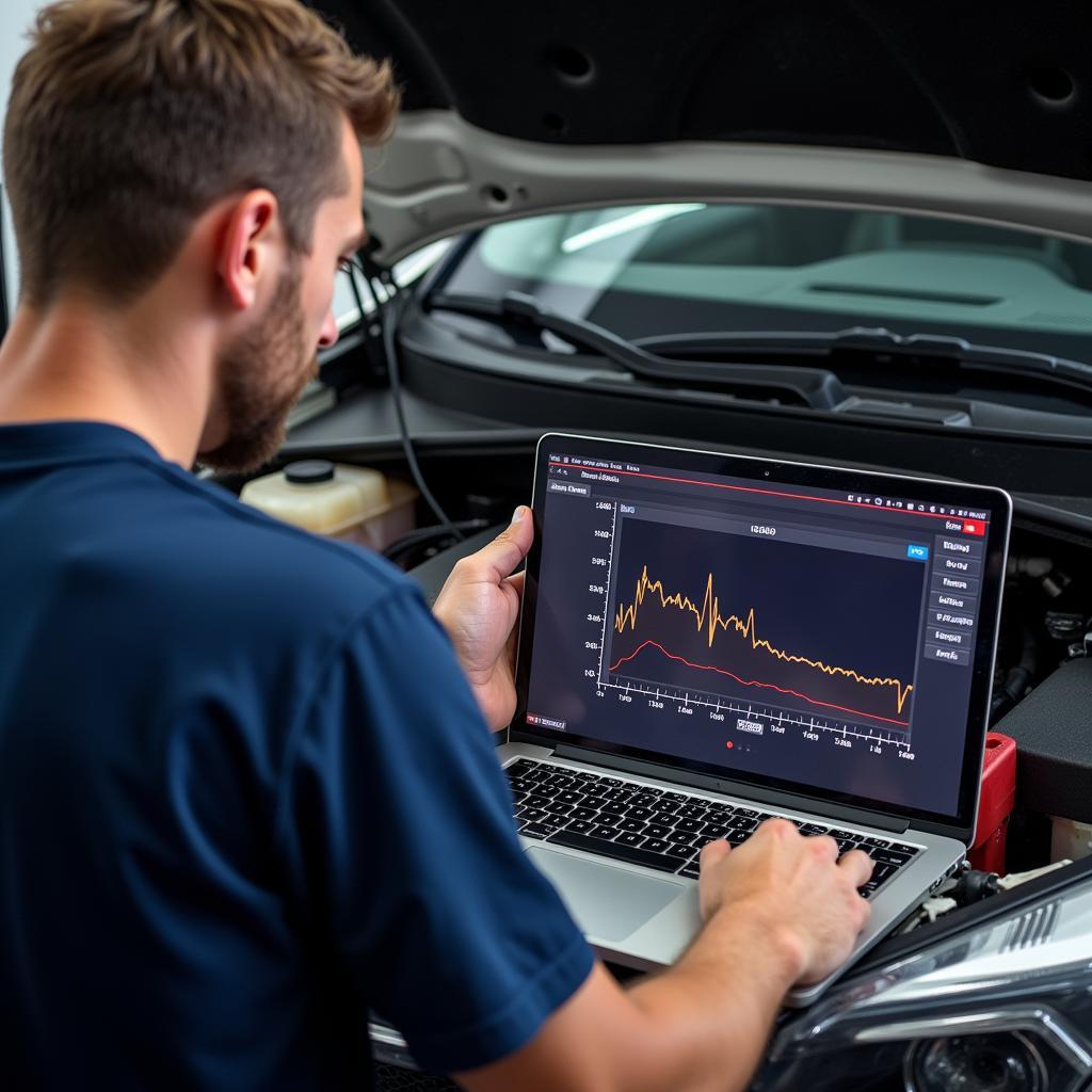 Mechanic Diagnosing Car with VCDS