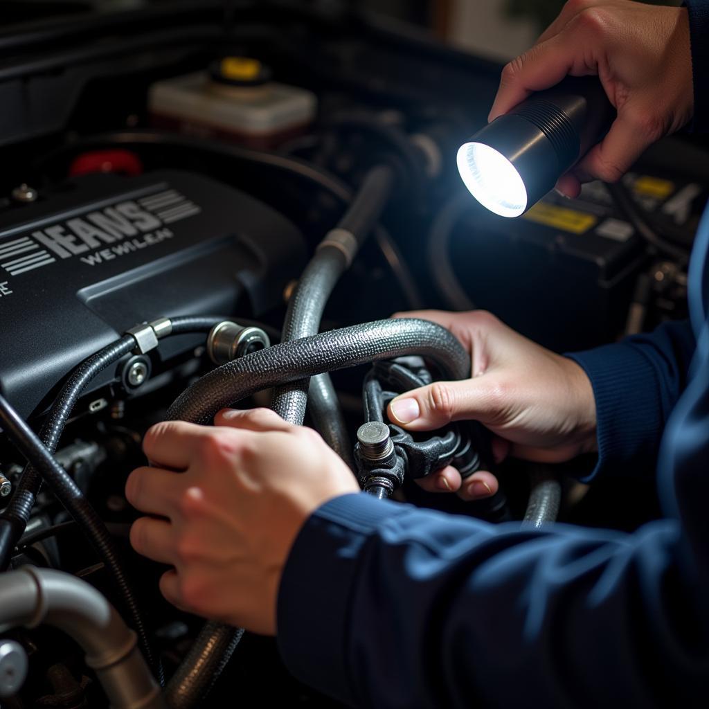 Mechanic Inspecting EVAP Hoses