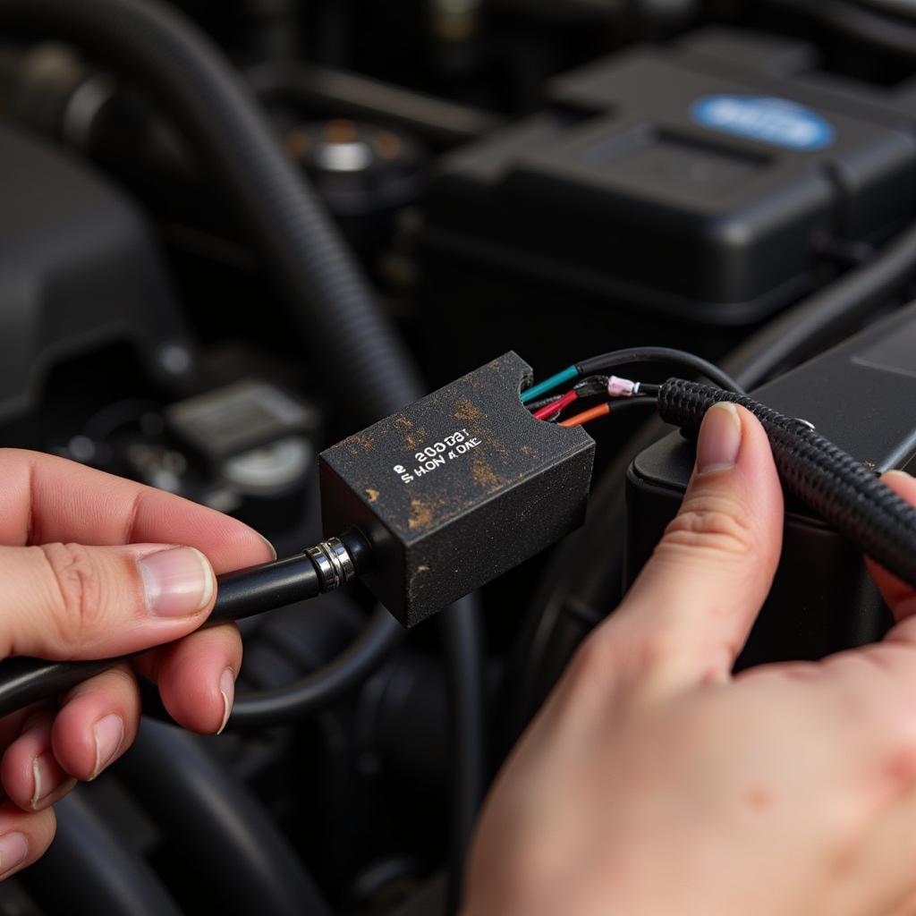 Mechanic Inspecting Fuel Pump Relay Wiring 