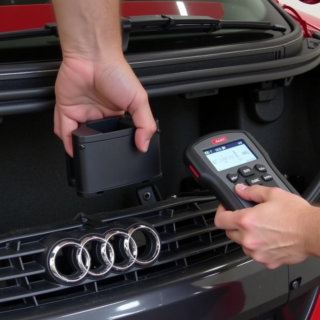 Mechanic Using a Code Reader on an Audi TT MK1