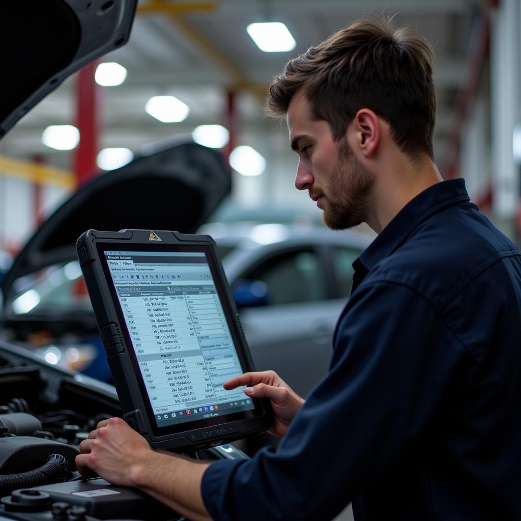 Mechanic Using Diagnostic Software