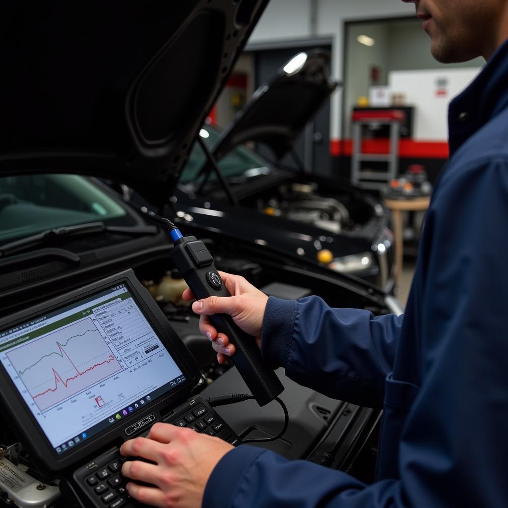 Mechanic Using Diagnostic Tool