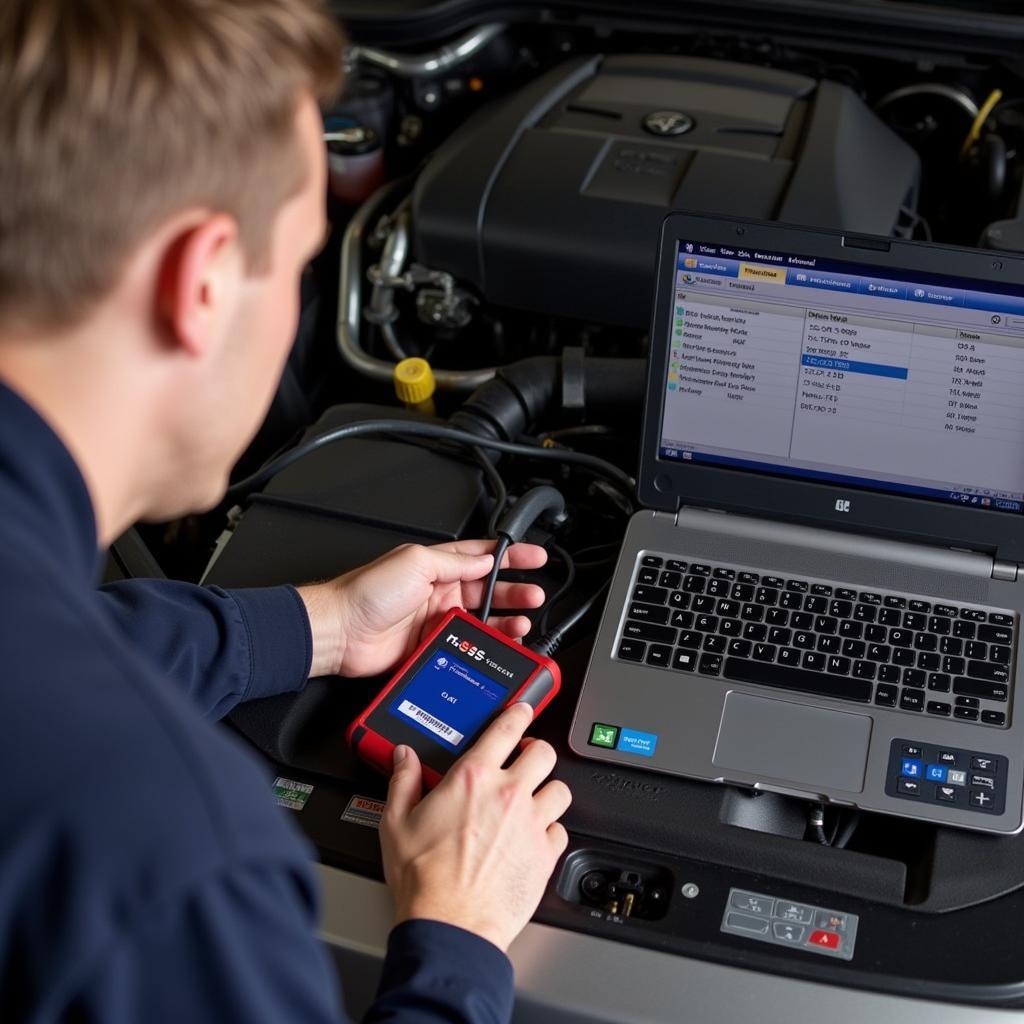 Mechanic Using Ross-Tech Interface for Car Diagnostics