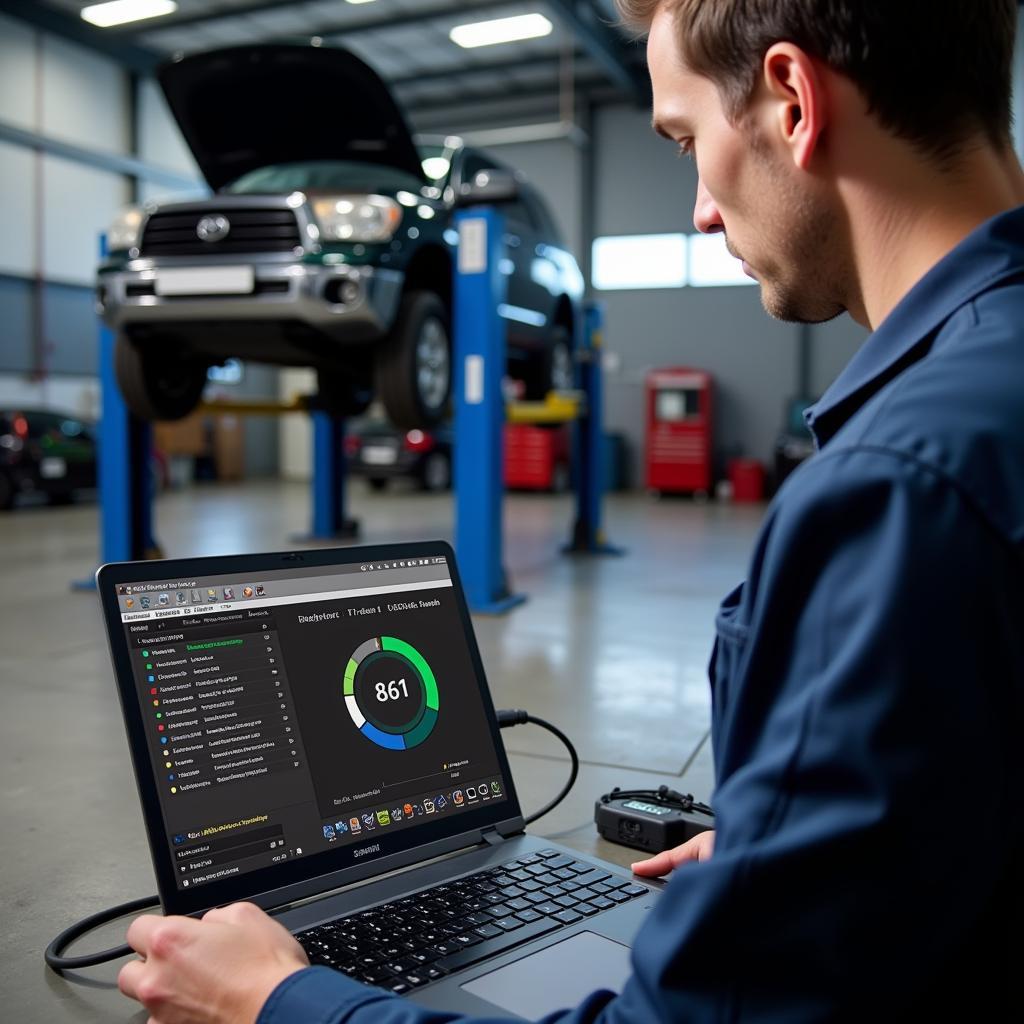 Mechanic Using Ross-Tech MVB to Diagnose a Car Problem