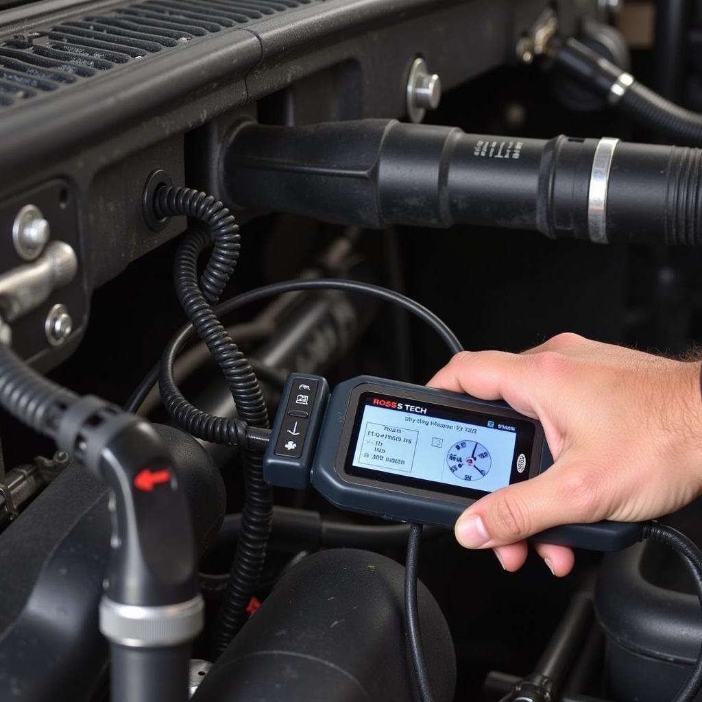 Mechanic Using a Ross-Tech Scanner