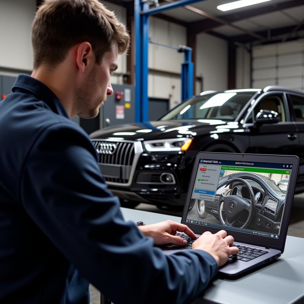 Mechanic Using Ross-Tech VCDS on Audi Q5