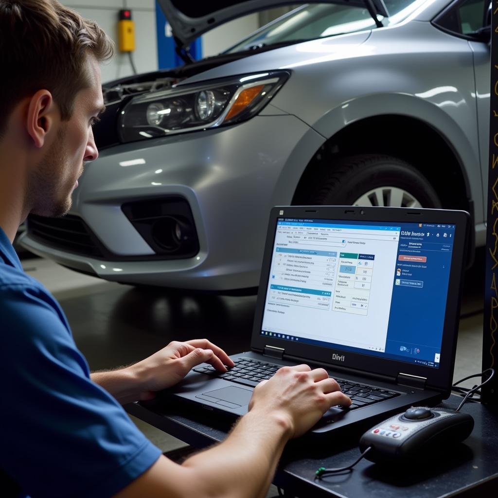 Mechanic Using VCDS 2 to Diagnose Car Problem