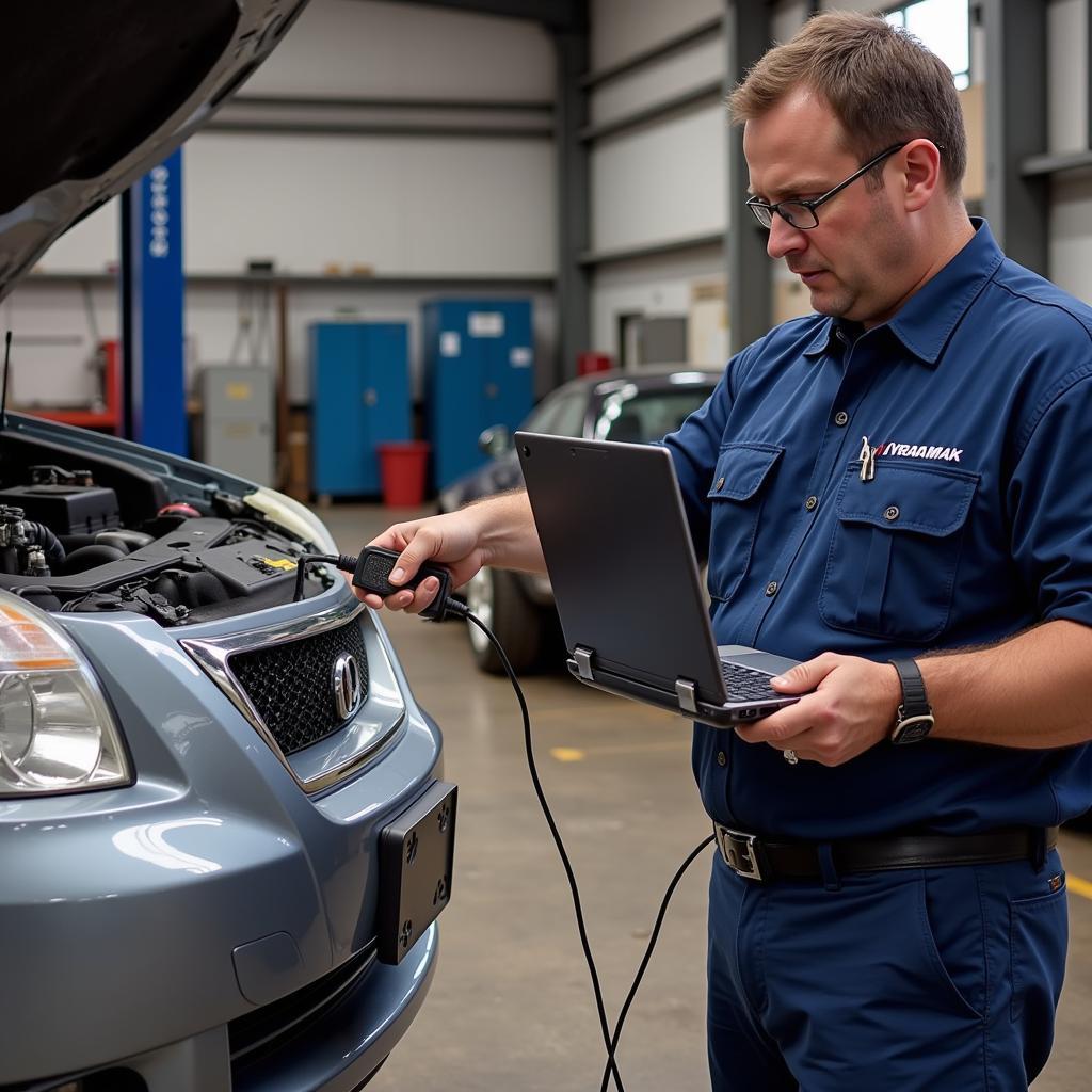 Mechanic Using VCDS to Diagnose a Car Problem