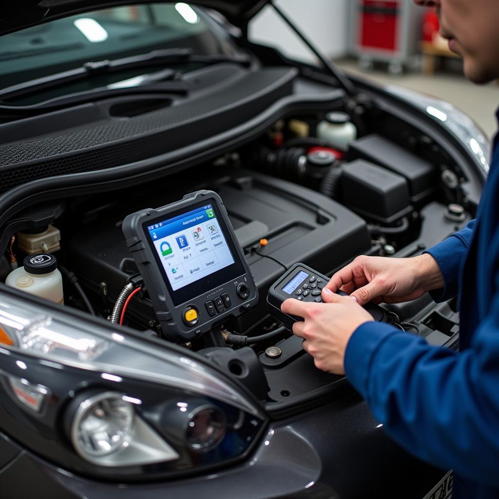 Mechanic Using VCDS on Car