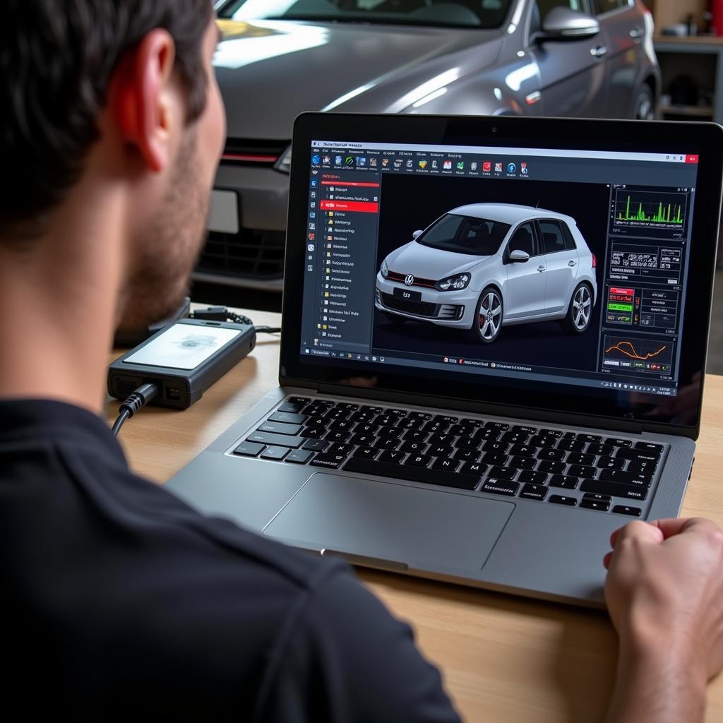 Mechanic Using VCDS on Volkswagen