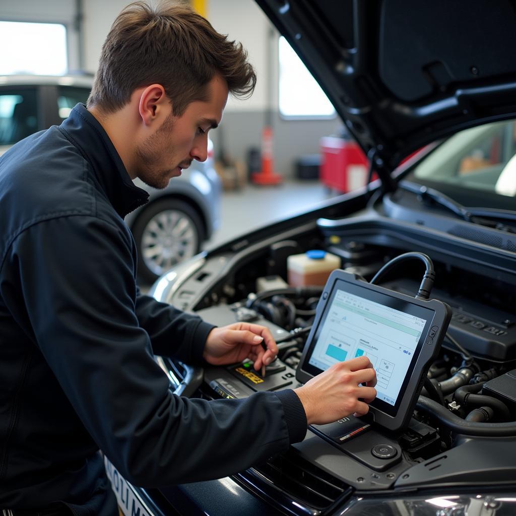 Mechanic Using VCDS on VW Golf