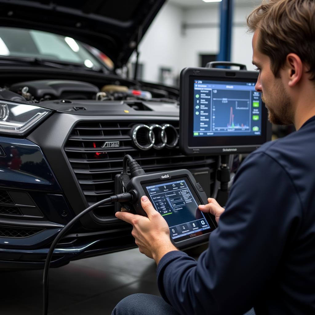 Mechanic Using VCDS to Diagnose Audi