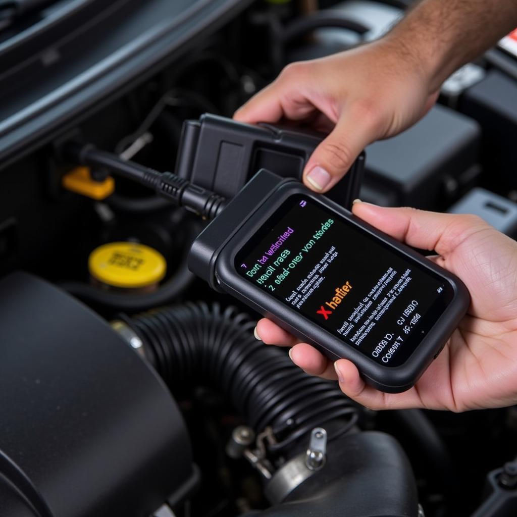 OBD-II Scanner Reading Engine Code