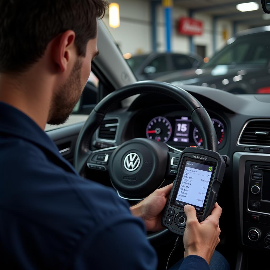 Mechanic Using OBD-II Scanner