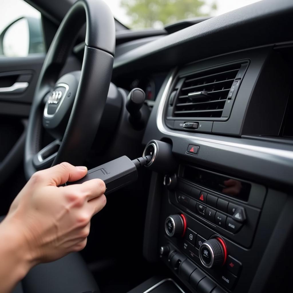 Person Using VCDS Cable to Code Audi Q5