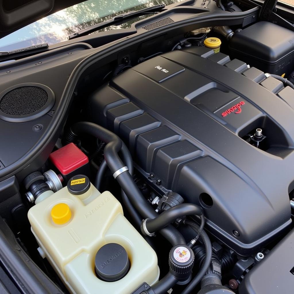 Location of the Secondary Air Pump in a Porsche Boxster Engine Bay