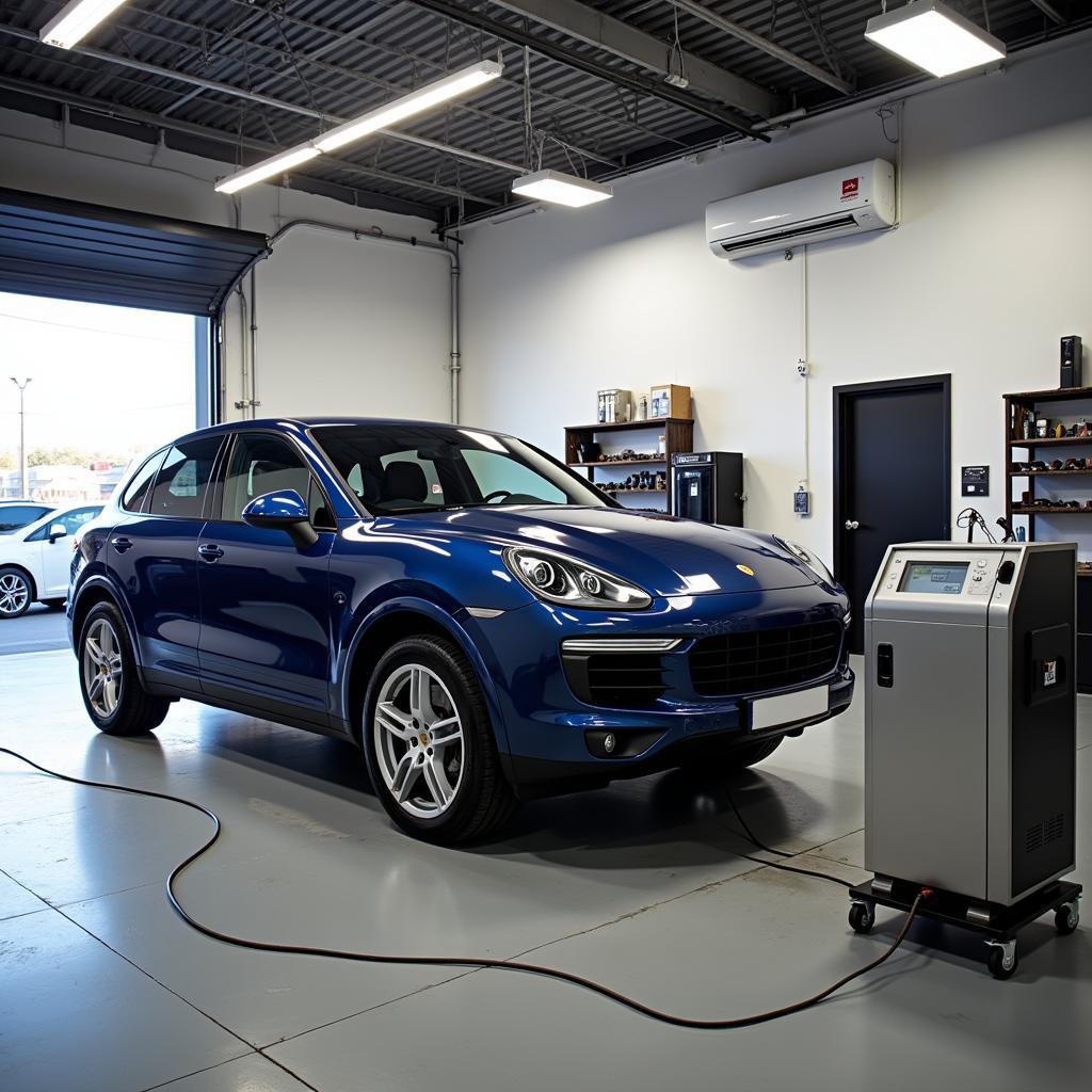 Porsche Cayenne undergoing AC service